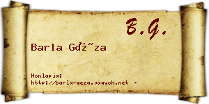 Barla Géza névjegykártya